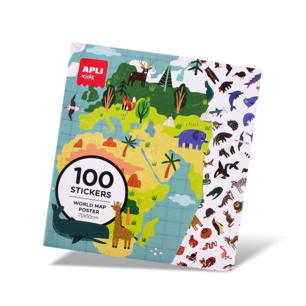 情境式海報貼紙遊戲-動物世界地圖