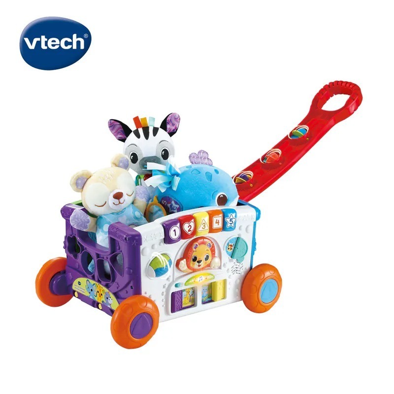 【Vtech】 2合1探索學習手拉車  手拉車 玩具車 騎乘玩具 聲光玩具 手拉車 探索 活動 收納-細節圖2