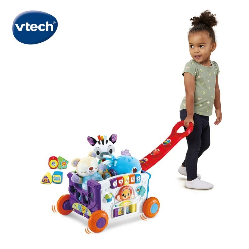【Vtech】 2合1探索學習手拉車  手拉車 玩具車 騎乘玩具 聲光玩具 手拉車 探索 活動 收納-細節圖9