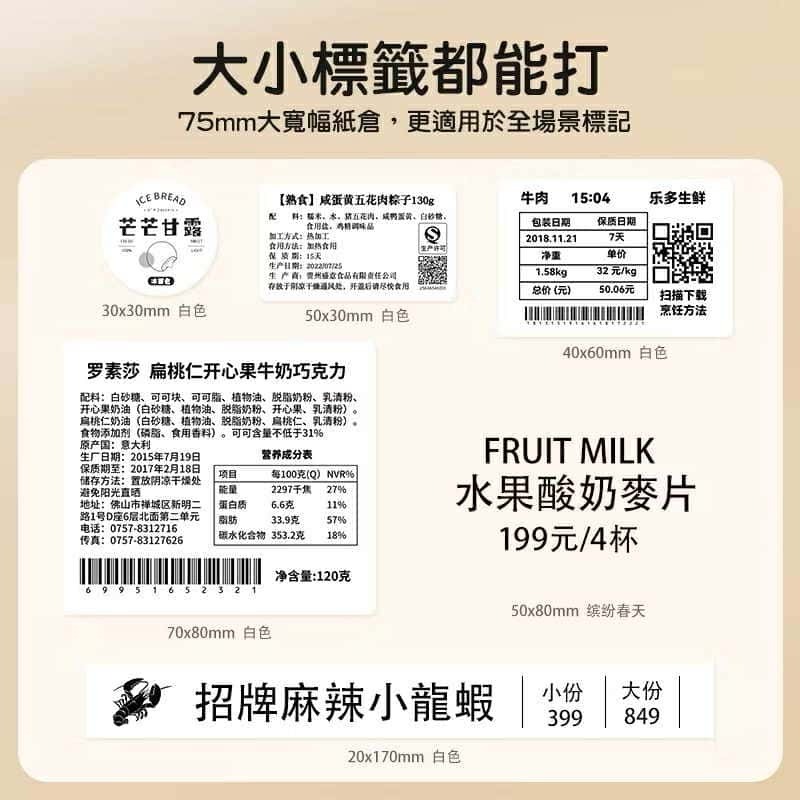 【精臣】B31熱敏智能標籤機｜無附貼紙｜淺沙色｜標籤打印 標籤貼 無墨打印 手機編輯 USB 充電-細節圖5