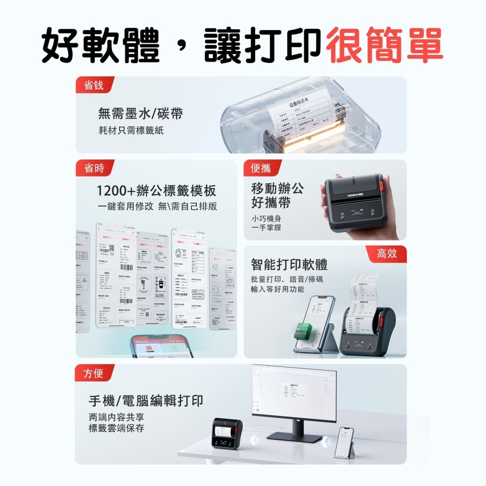 【精臣】B3S_P熱敏智能標籤機｜無附貼紙｜石墨黑｜標籤打印 標籤貼 無墨打印 手機編輯 USB充電-細節圖4