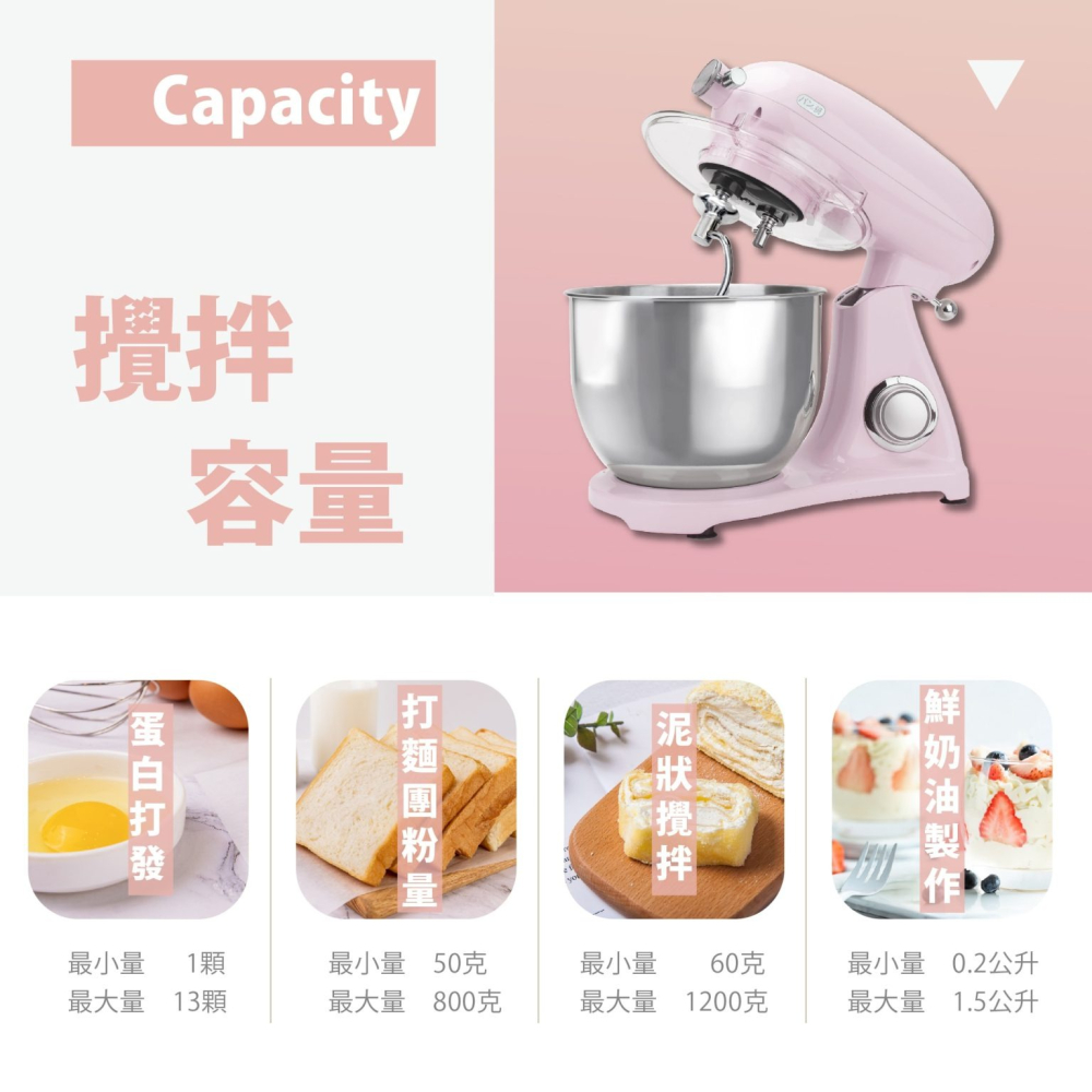 【パンの鍋】胖鍋低音雙軸款桌上型攪拌機 MX-505S｜米白｜可加購配件：壓麵器&絞肉器-細節圖5