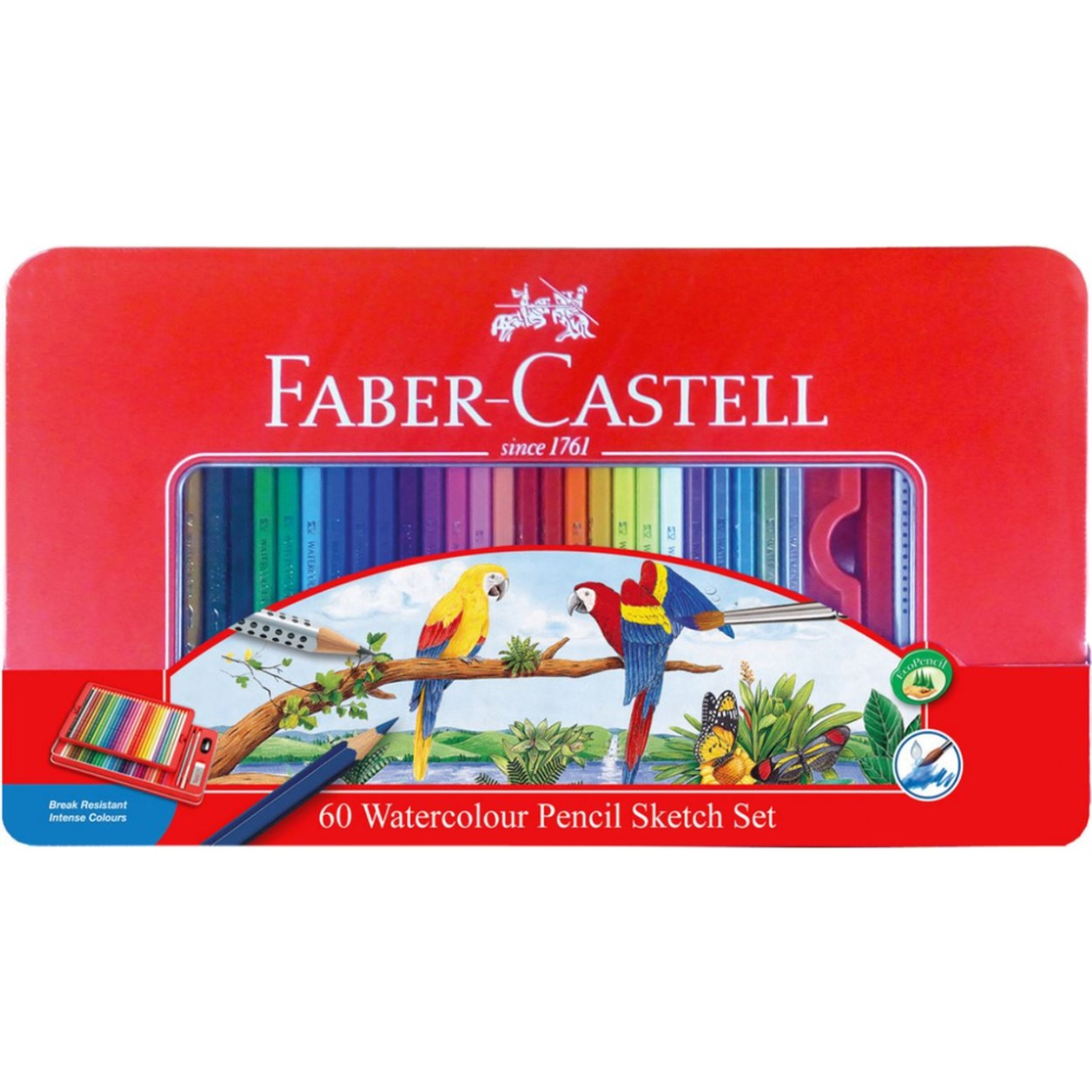 【Faber-Castell】 輝柏水性色鉛筆24色/36色/60色 鐵盒 附水彩筆 新手入門推薦-規格圖5