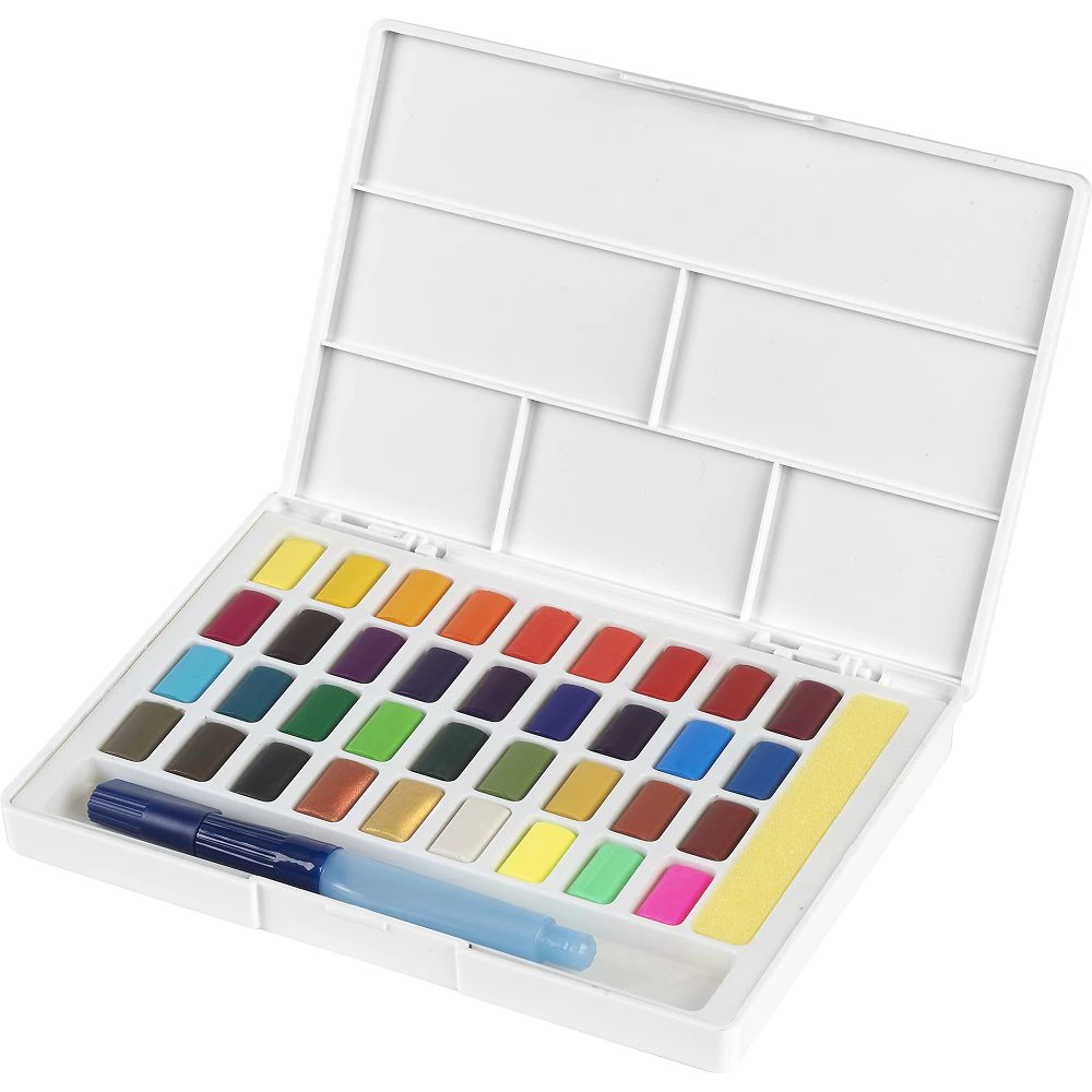 【Faber-Castell】輝柏創意工坊攜帶型水彩塊套組｜36/48色｜內附自來水筆*1、吸水海綿*1-細節圖2