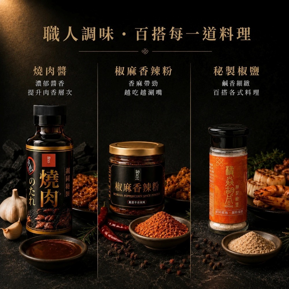 【胡同】2026中秋胡同職人醬料禮盒｜免運組｜秘製燒肉醬、椒麻香辣粉、秘製椒鹽｜燒烤、烤肉、中秋節禮盒-細節圖4