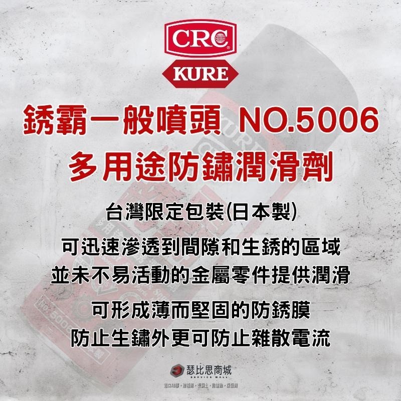【瑟比思商城】日本 KURE CRC NO.5006 銹霸 多功能潤滑劑 多功能防鏽劑 台灣限定包裝 一般噴頭-細節圖2