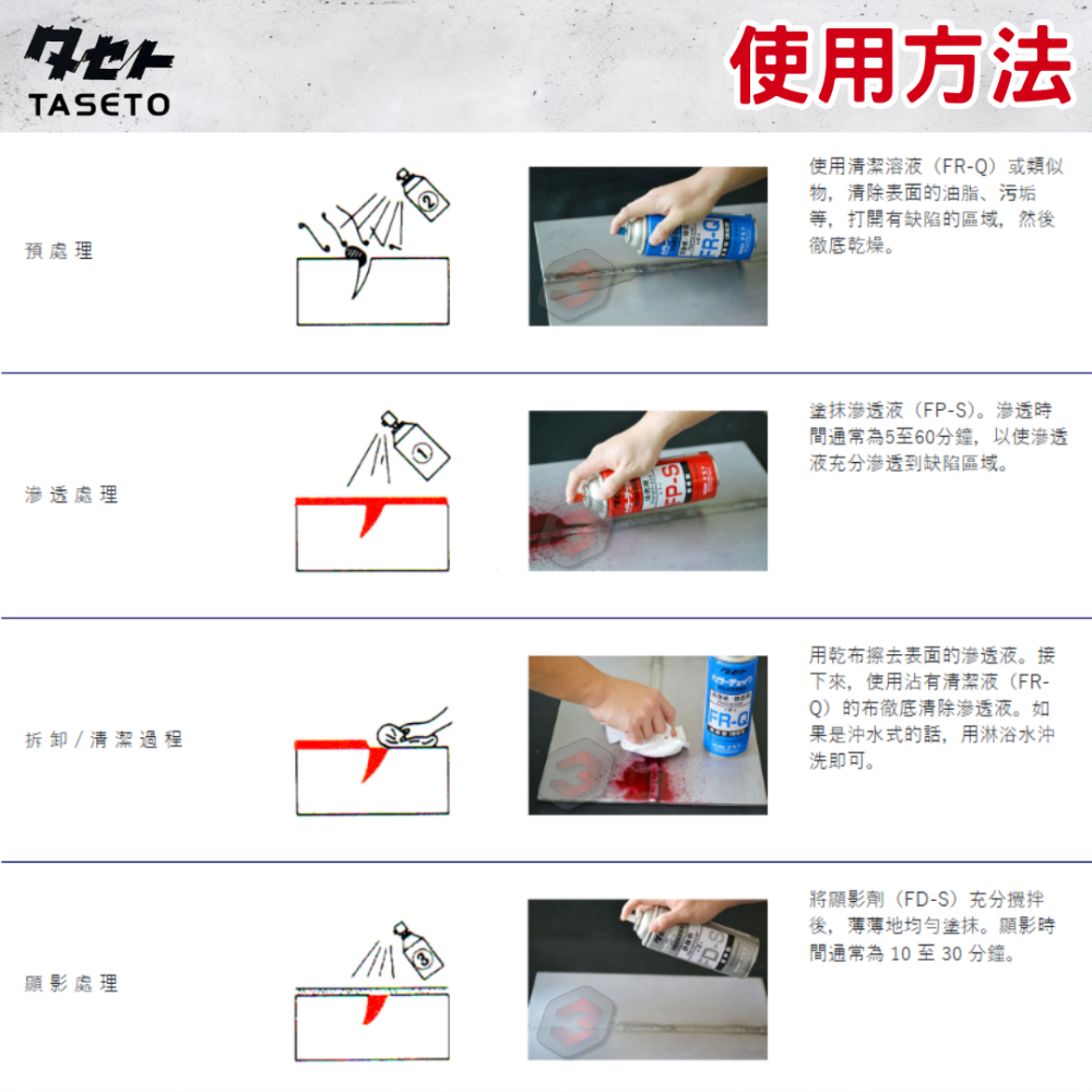 【瑟比思商城】日本TASETO 探傷劑 測漏劑 染色浸透探傷劑 日本油脂 COLOR CHECK 日本原裝進口-細節圖6