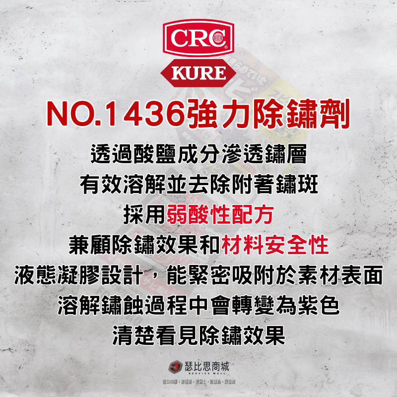 【瑟比思商城】日本 KURE CRC NO.1436 強力除鏽劑 深層瓦解鐵銅鏽蝕 250g 日本原裝進口-細節圖2
