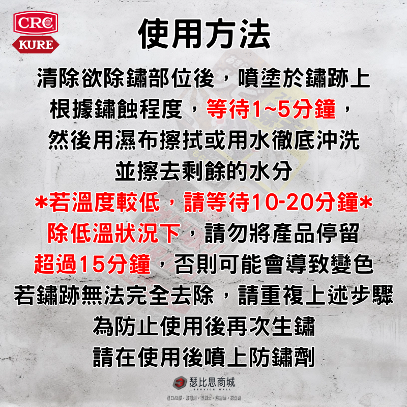 【瑟比思商城】日本 KURE CRC NO.1436 強力除鏽劑 深層瓦解鐵銅鏽蝕 250g 日本原裝進口-細節圖5