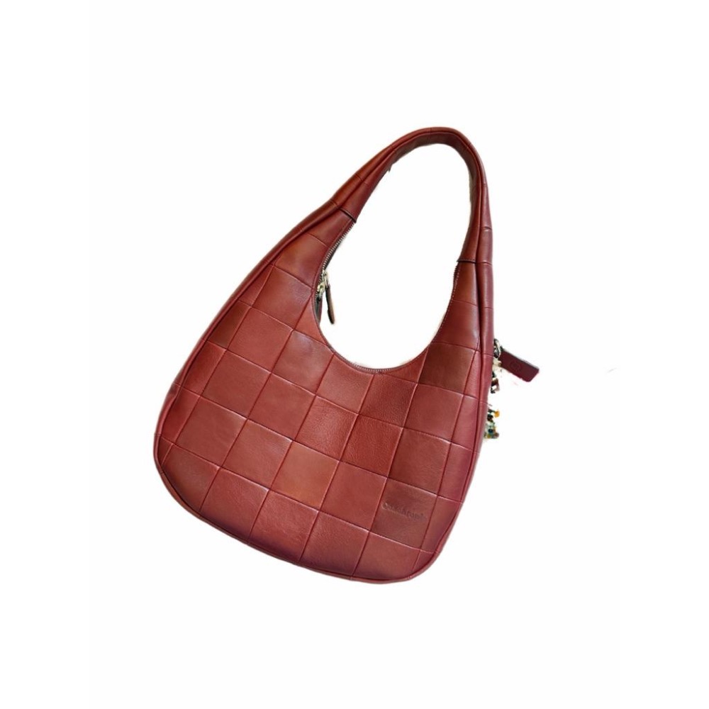 👜【Coach Coachtopia｜Ergo Hobo Bag 二手 深紅編格肩背包】-細節圖2
