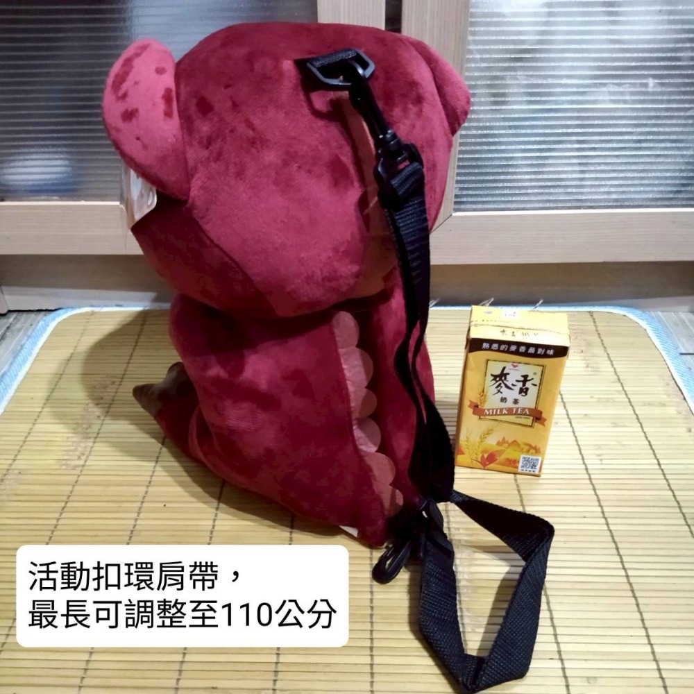 【家德小舖】暴暴龍 斜背包 三色 側背包 恐龍 娃娃 12吋 正版 全新 32公分 造型背包 霸王龍 玩偶 絨毛 布偶-細節圖6