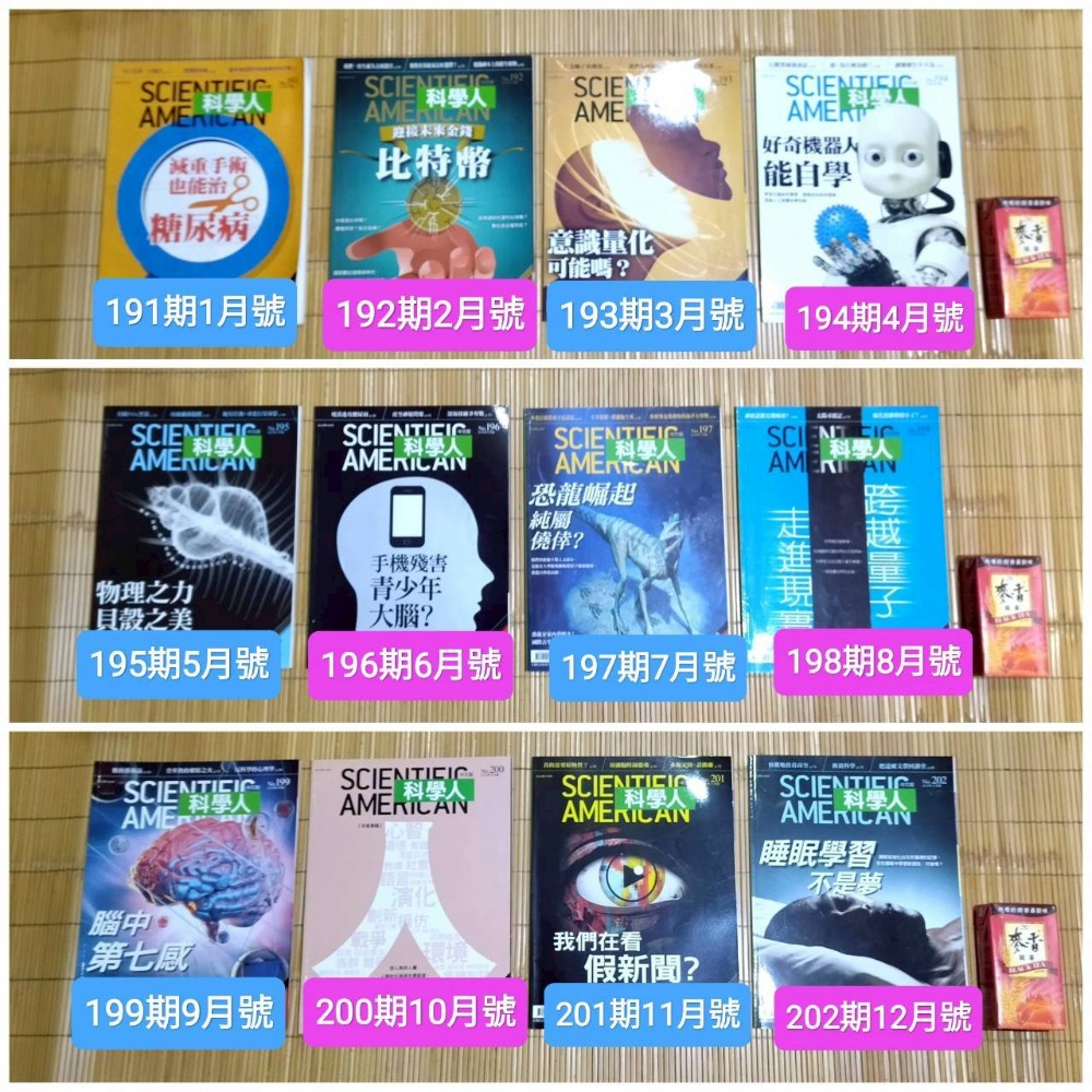 【家德小舖】科學人雜誌 2018年 1至12月號 第191期至202期 二手 九成新 書籍 糖尿病 比特幣 意識量化-細節圖2