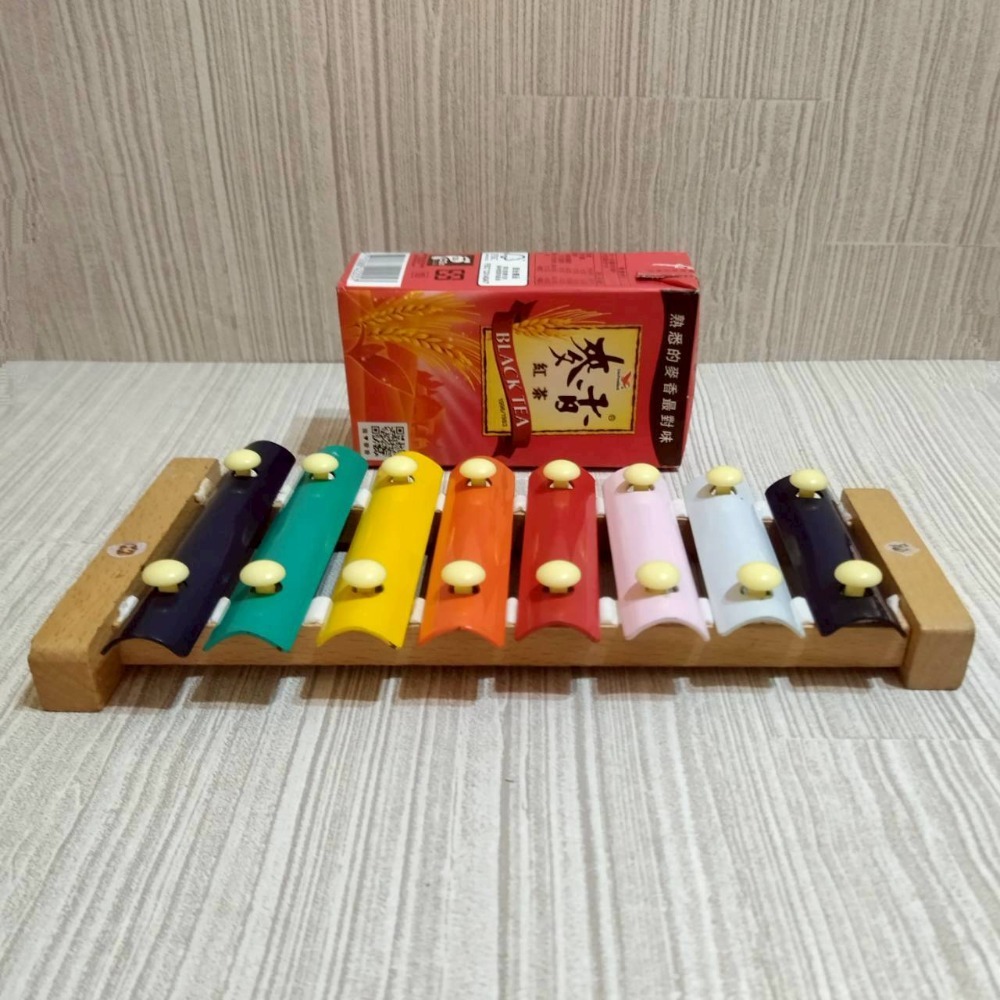 【家德小舖】鐵琴 八音 二手 無敲擊棒 23公分 金屬音板 木製底盤 兒童 玩具 音樂 培養天賦 敲敲琴 遊戲 鐵片琴-細節圖4