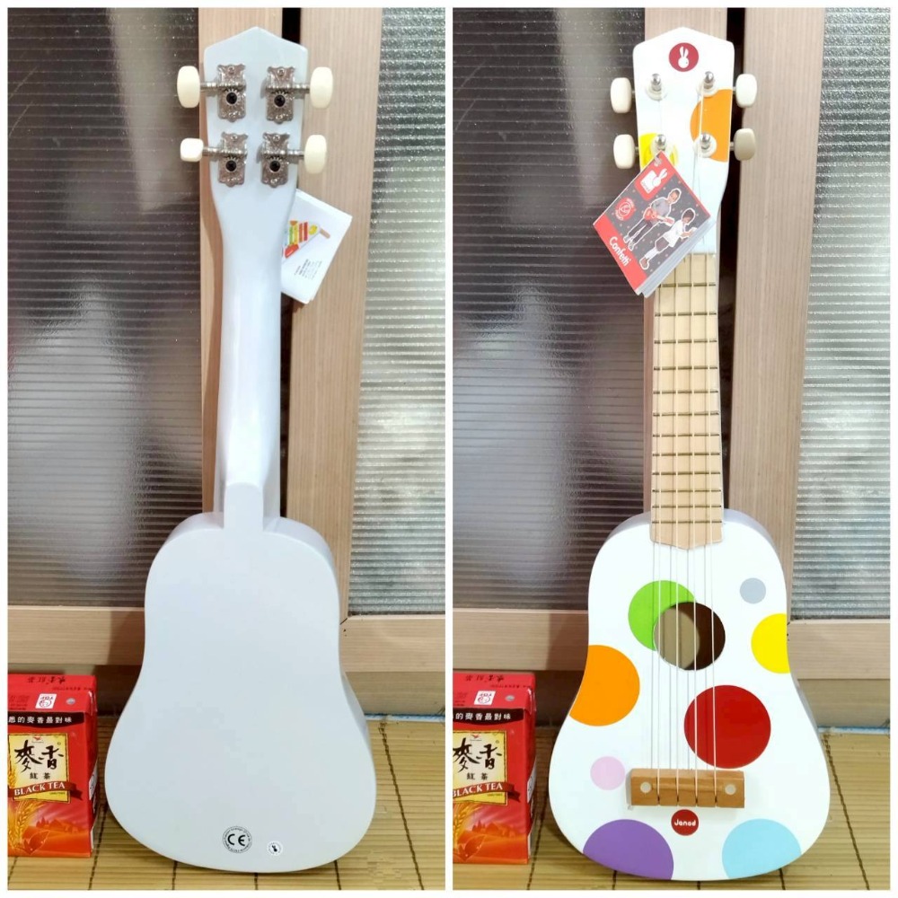 【家德小舖】法國Janod 烏克麗麗 木吉他 3到8歲的兒童適用 二手九成新 音樂好好玩 四條音弦 弦鈕可調音 樂器-細節圖7