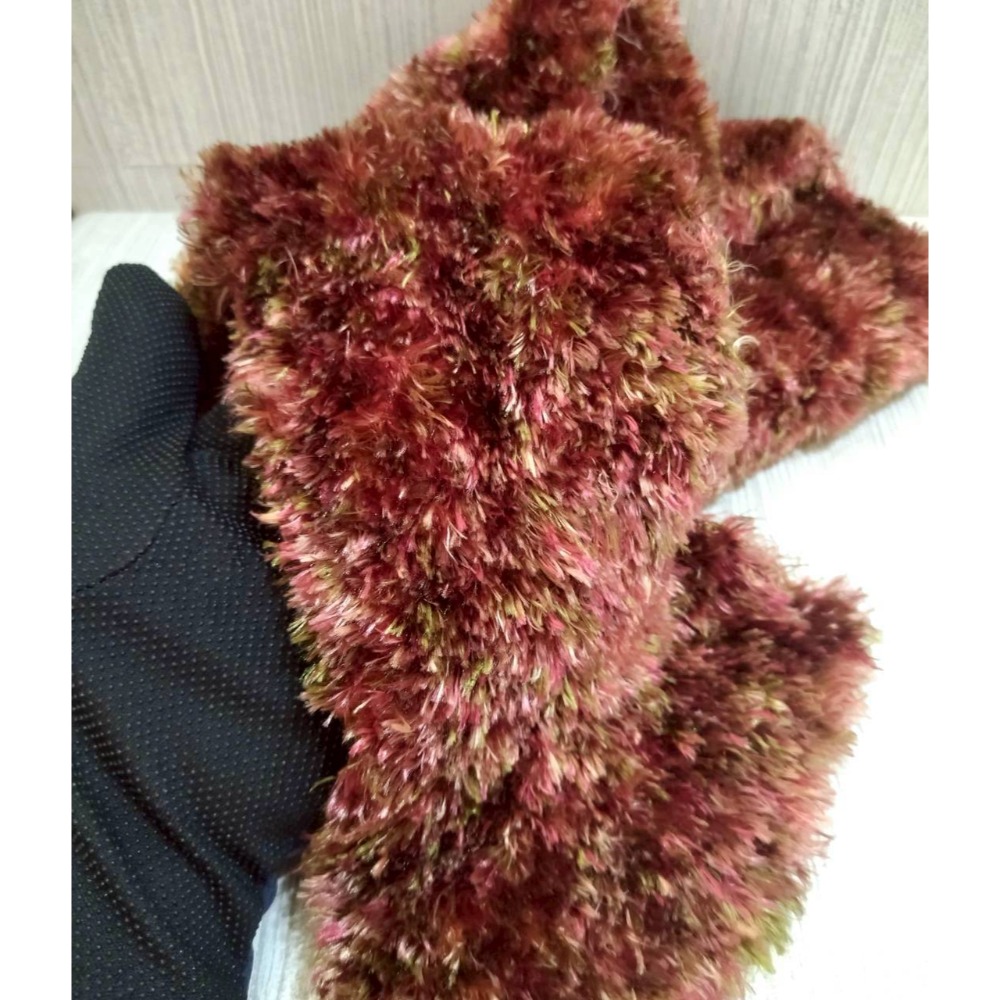 【家德小舖】針織毛茸 圍巾 紅棕色 披肩 暖巾 圍脖 二手很新 150公分 蓬鬆 柔軟舒適 保暖 透氣 輕薄柔細 毛毛-細節圖2