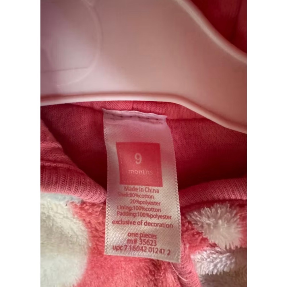 近全新～嬰幼兒連身冬季兔裝/外套/七成新～粉藍動物綁帶絨面大衣-細節圖6