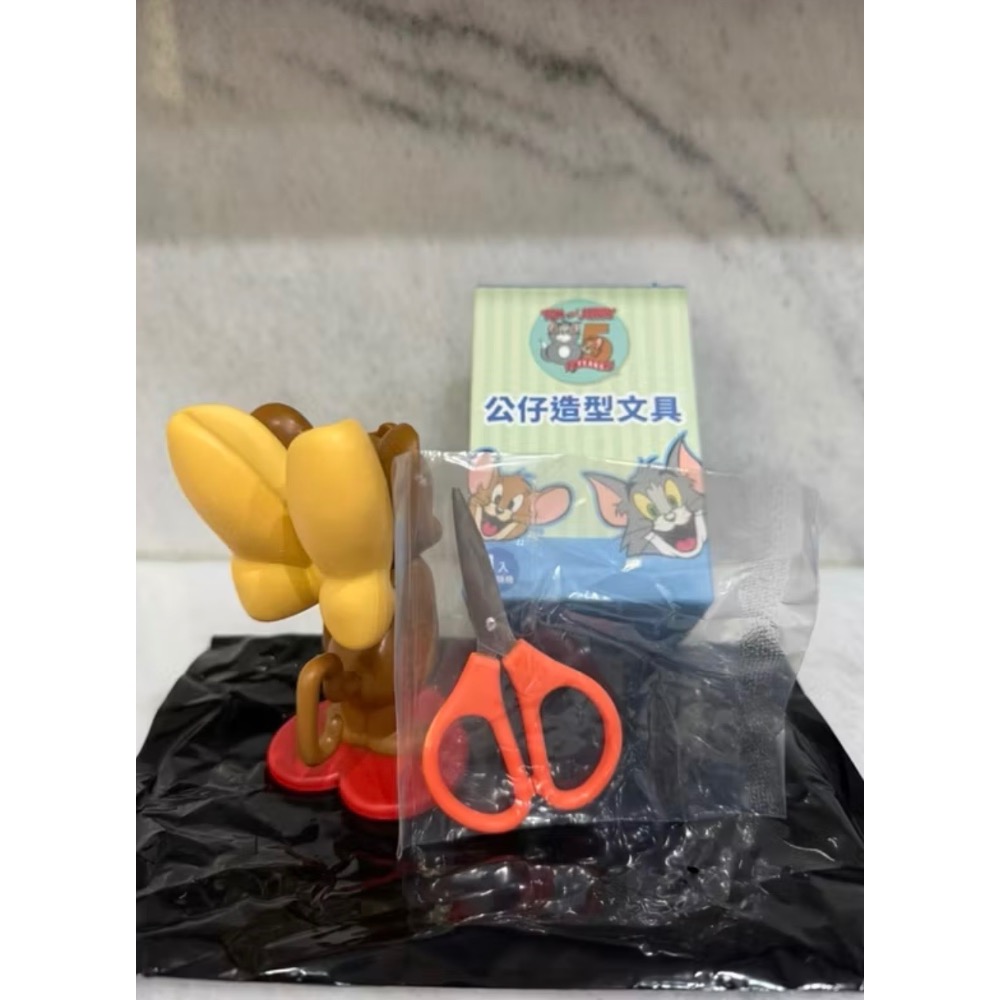 全新未使用 7-11 公仔造型文具 湯姆貓與傑利鼠 TOM and JERRY 蝴蝶結剪刀-細節圖2