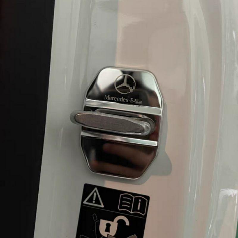 賓士 鈦黑色 汽車 門鎖扣蓋 門扣蓋 保護蓋  AMG A B級C級E CLA GLK GLA GLC GLE-細節圖6