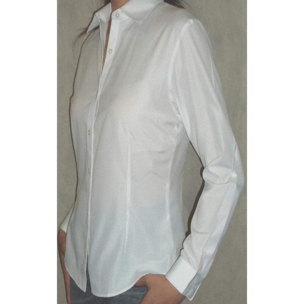 【阿信防皺襯衫】天絲棉 女長袖襯衫 貨號4002 白襯衫 女襯衫 長袖襯衫 修身顯瘦 防皺不易皺 好整理 通勤穿搭 現貨-細節圖4