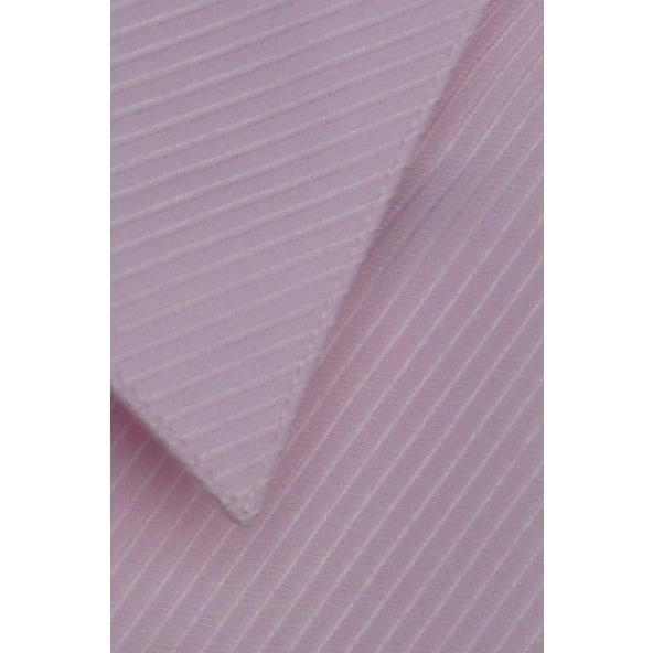 【阿信防皺襯衫】【女長袖】貨號4025粉紅色斜條紋【女襯衫】抗皺漂亮剪裁｜大幅度腰身設計｜專業修身顯瘦｜面試上班制服-細節圖2