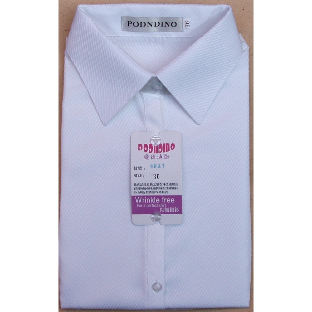 【阿信防皺襯衫】【女長袖】貨號4027白色斜條紋【女襯衫】抗皺漂亮剪裁｜大幅度腰身設計｜專業修身顯瘦｜面試上班正式制服-細節圖8