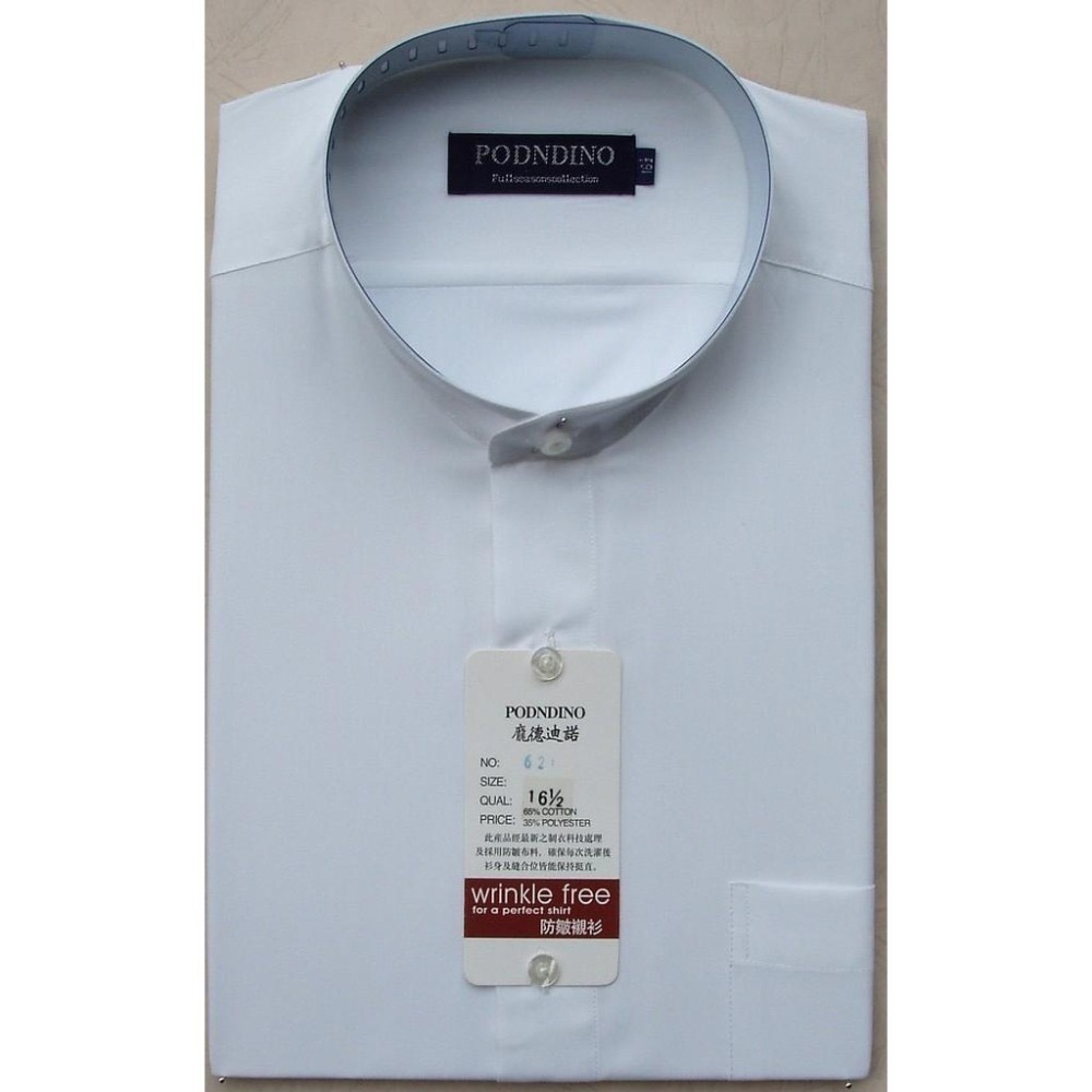 【阿信防皺襯衫】男長袖立領 貨號621 素面白色 中山領 免打領帶也正式 型男必備 現貨-細節圖2