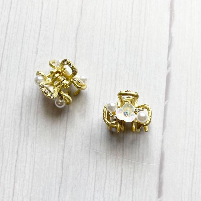 🔥菲雪飾品🔥小領結 髮飾 小鯊魚夾 小夾子 蝴蝶結造型 珍珠 花朵 小抓夾 髮夾-細節圖2