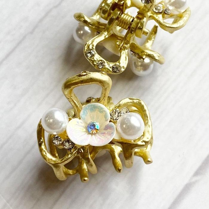 🔥菲雪飾品🔥小領結 髮飾 小鯊魚夾 小夾子 蝴蝶結造型 珍珠 花朵 小抓夾 髮夾-細節圖3