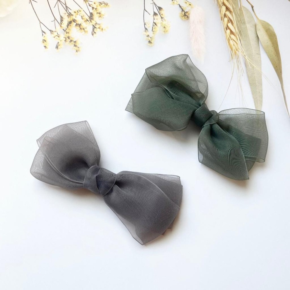 🔥菲雪飾品🔥蝴蝶結 網紗 邊夾 瀏海夾 髮飾 氣質 髮夾(共2色)-細節圖2