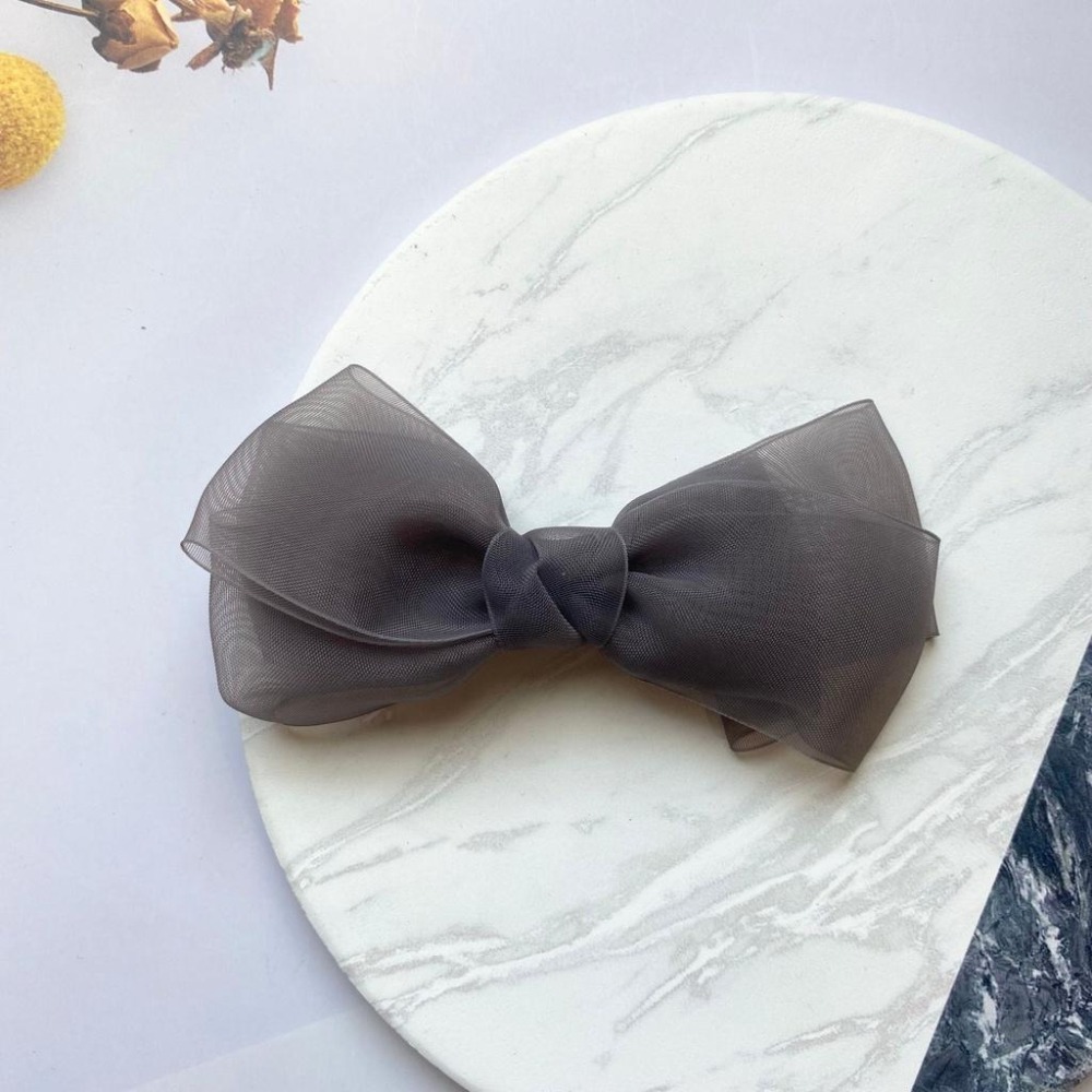 🔥菲雪飾品🔥蝴蝶結 網紗 邊夾 瀏海夾 髮飾 氣質 髮夾(共2色)-細節圖4