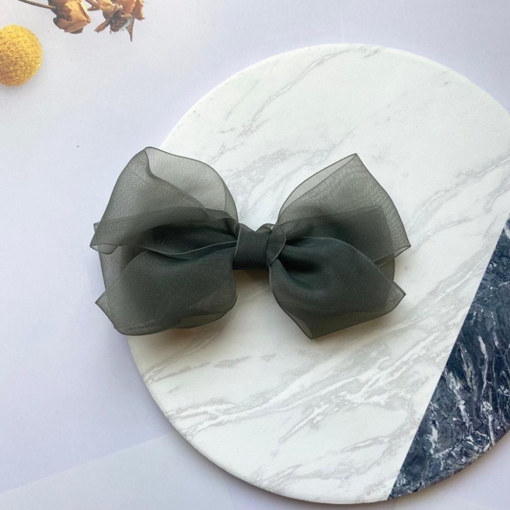 🔥菲雪飾品🔥蝴蝶結 網紗 邊夾 瀏海夾 髮飾 氣質 髮夾(共2色)-細節圖5