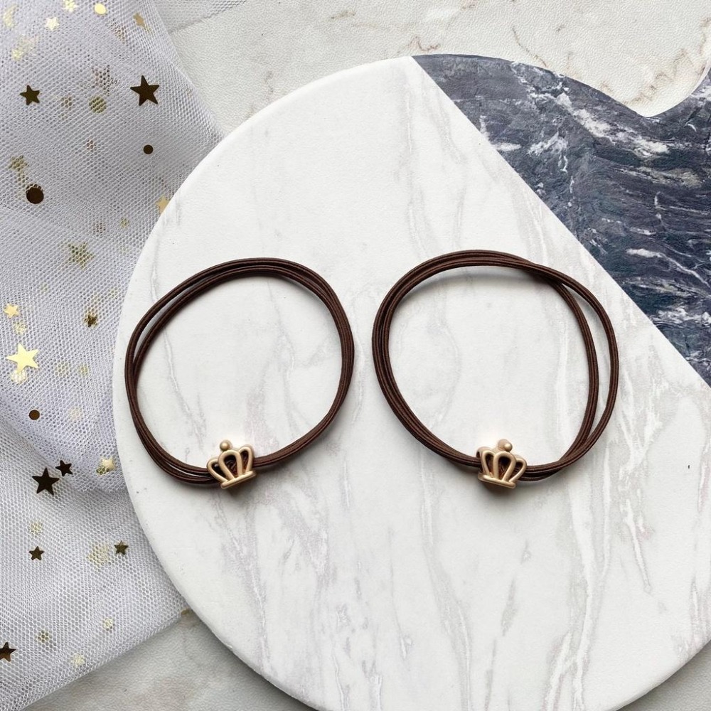 🔥菲雪飾品🔥簡約 金屬 小皇冠造型 髮飾 髮束 雙層 髮圈 髮繩-細節圖2