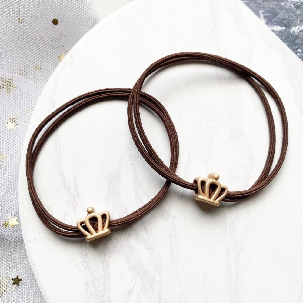 🔥菲雪飾品🔥簡約 金屬 小皇冠造型 髮飾 髮束 雙層 髮圈 髮繩-細節圖3