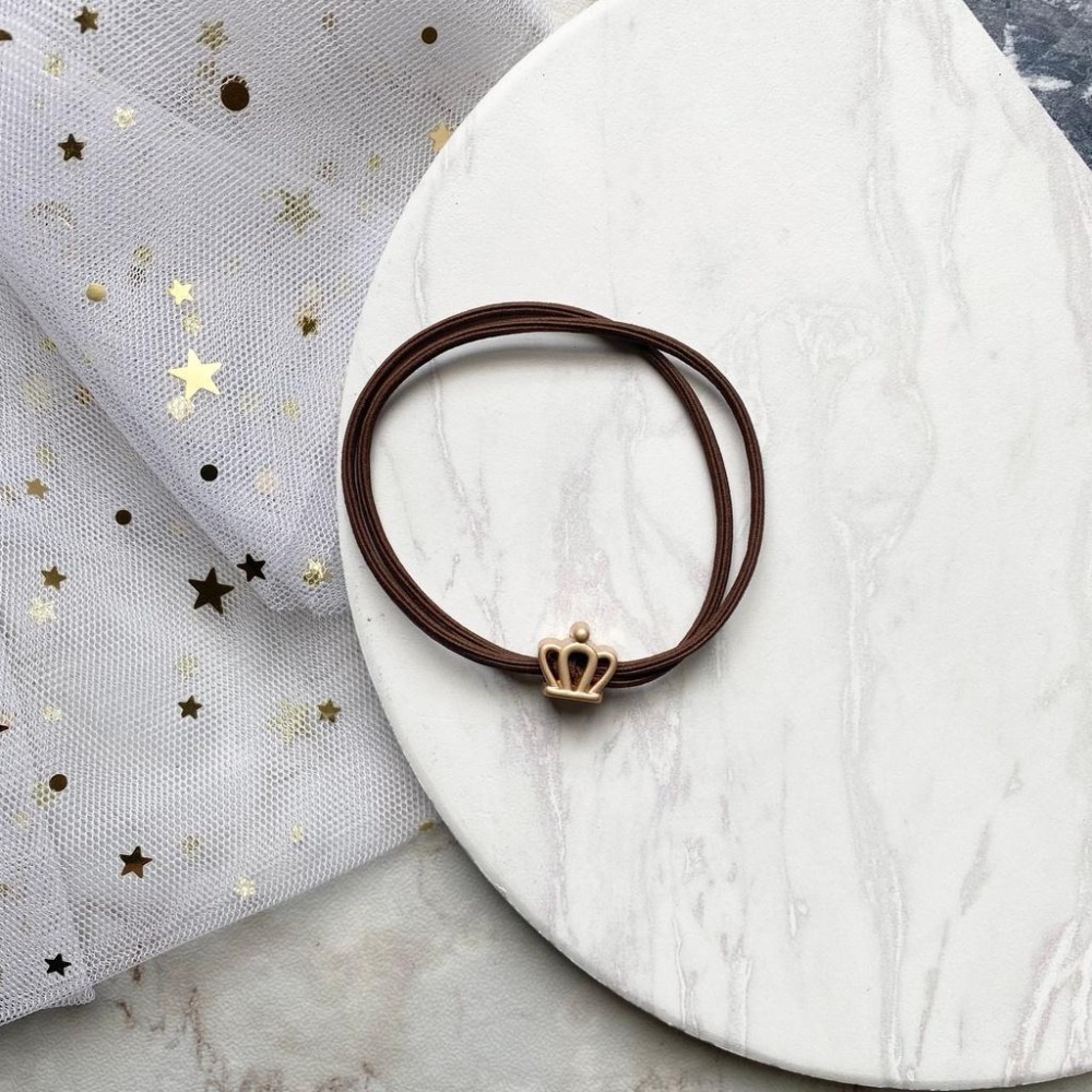 🔥菲雪飾品🔥簡約 金屬 小皇冠造型 髮飾 髮束 雙層 髮圈 髮繩-細節圖4