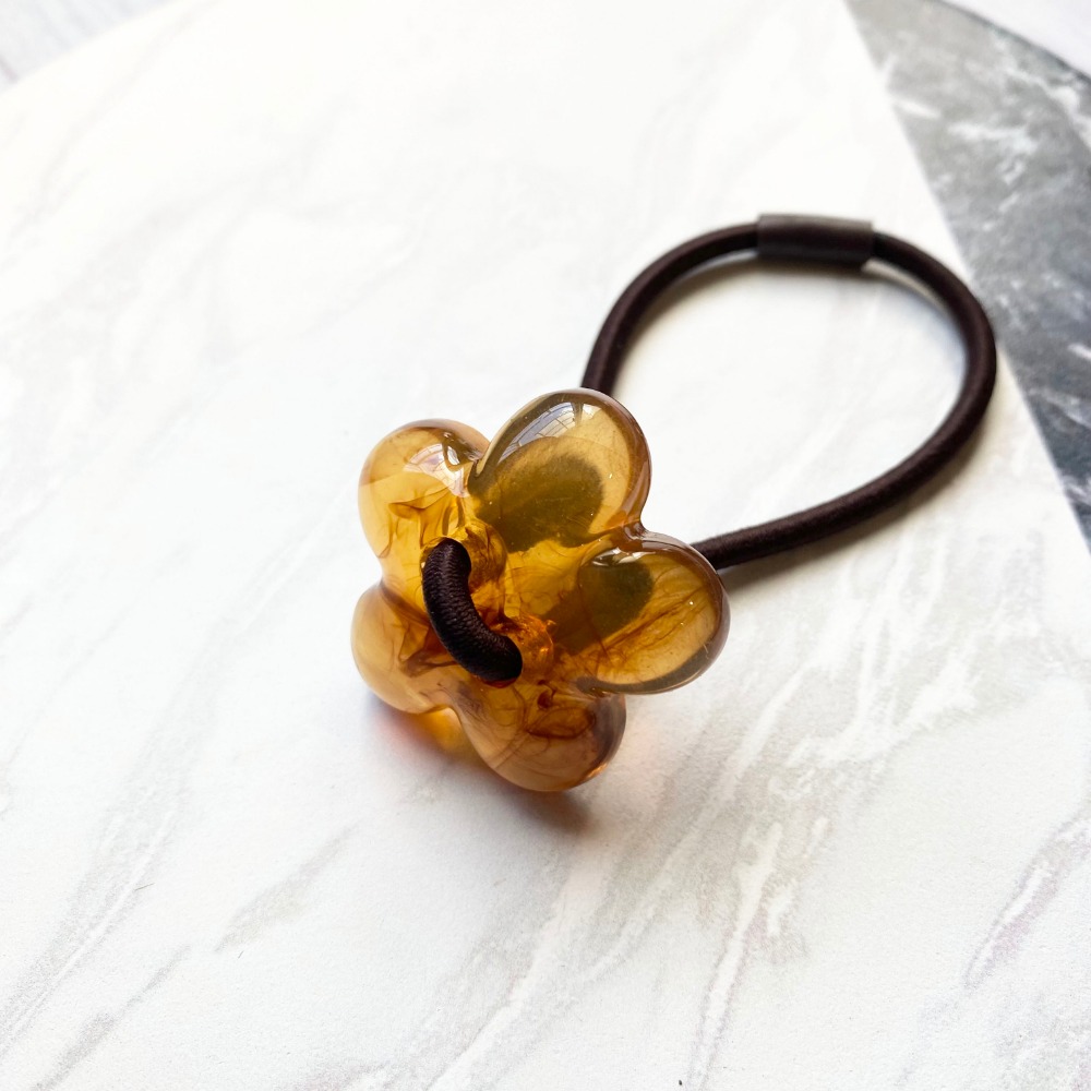 🔥菲雪飾品🔥清新 半透明 琥珀色 髮飾 小花 髮繩 髮束 髮圈(共6色)-規格圖5