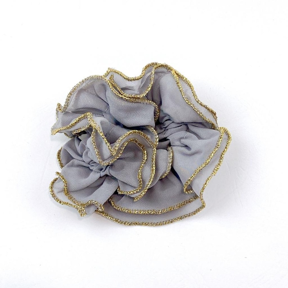 🔥菲雪飾品🔥金邊 雪紡 滾邊 氣質 大腸圈 髮飾 髮圈(共3色)-細節圖5