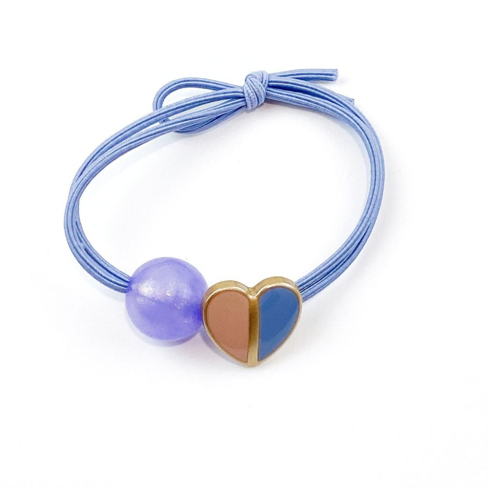 🔥菲雪飾品🔥撞色 愛心 糖果色 珠珠球 綁馬尾 雙層 髮圈 飾品 髮繩 髮飾(共5色)-細節圖6