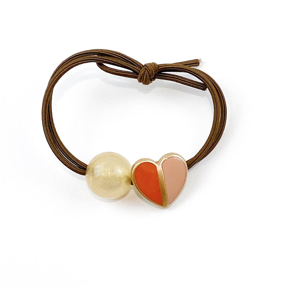 🔥菲雪飾品🔥撞色 愛心 糖果色 珠珠球 綁馬尾 雙層 髮圈 飾品 髮繩 髮飾(共5色)-規格圖8