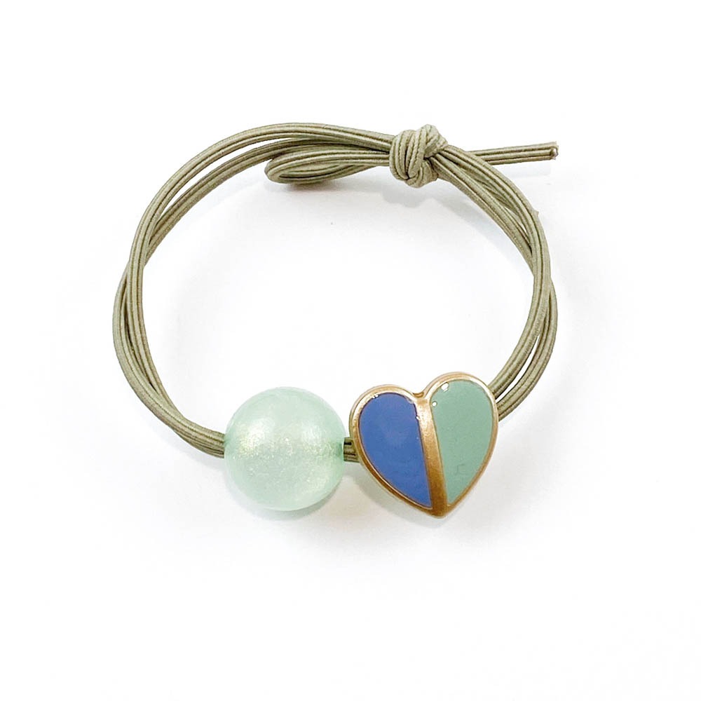 🔥菲雪飾品🔥撞色 愛心 糖果色 珠珠球 綁馬尾 雙層 髮圈 飾品 髮繩 髮飾(共5色)-規格圖8