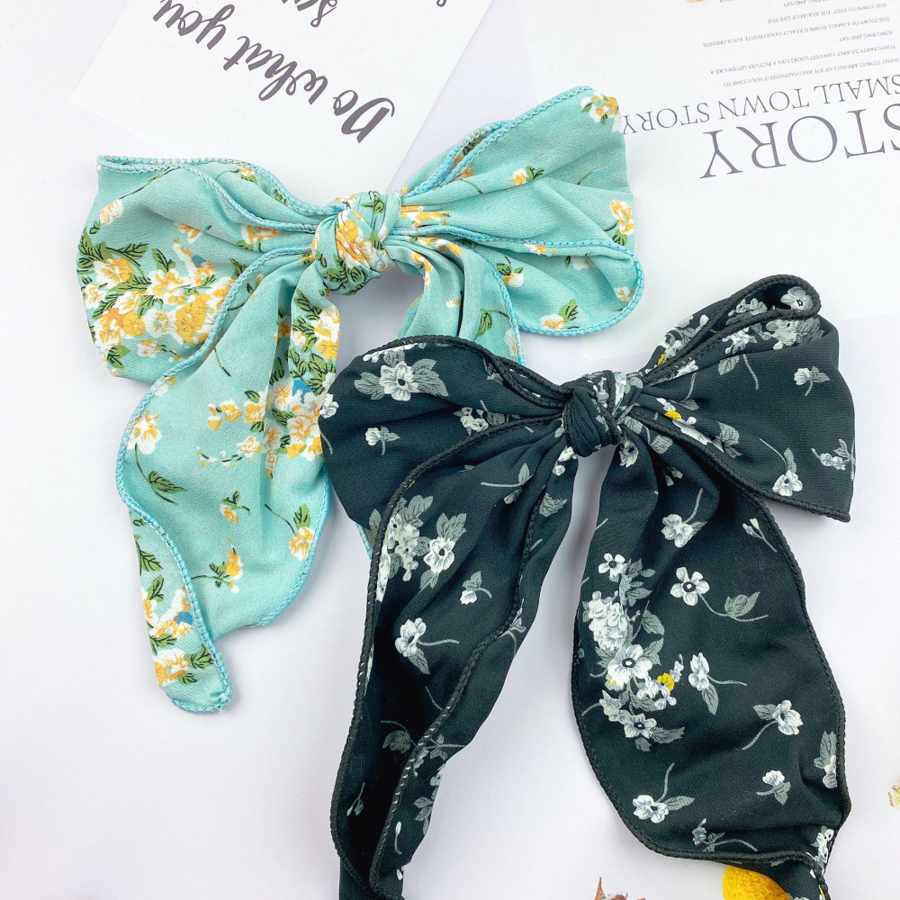 🔥菲雪飾品🔥碎花 蝴蝶結 布藝 彈簧夾 髮夾 髮飾(共4色)-細節圖4