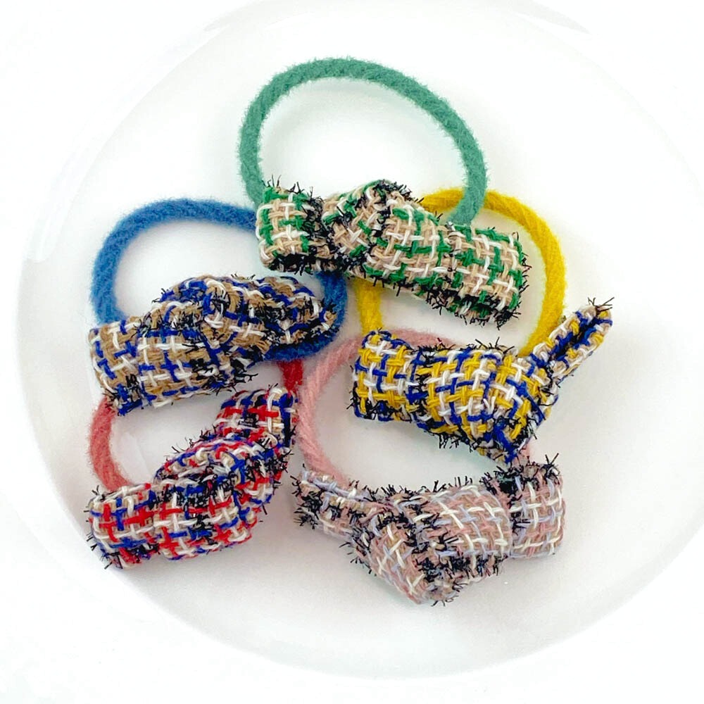 🔥菲雪飾品🔥復古 韓版 蝴蝶結 扭結 髮圈 簡約 飾品 絨毛 馬尾 丸子頭 髮飾(共5色)-細節圖2