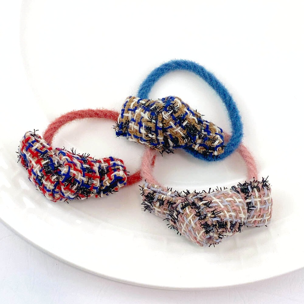 🔥菲雪飾品🔥復古 韓版 蝴蝶結 扭結 髮圈 簡約 飾品 絨毛 馬尾 丸子頭 髮飾(共5色)-細節圖3