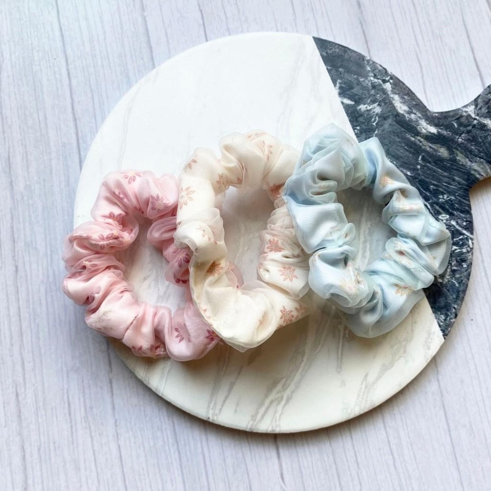 🔥菲雪飾品🔥網紗 雙層 小花 髮圈 髮束 大腸圈 髮飾(小款)(共3色)-細節圖2