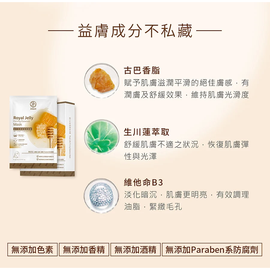 正品現貨✨蜂王乳緊緻精華面膜*5片/盒 佐登妮絲 珍朵絲特-細節圖4