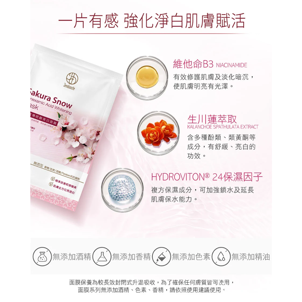現貨正品✨20260723櫻の雪傳明酸美白面膜*5片/盒佐登妮絲 珍朵絲特-細節圖3