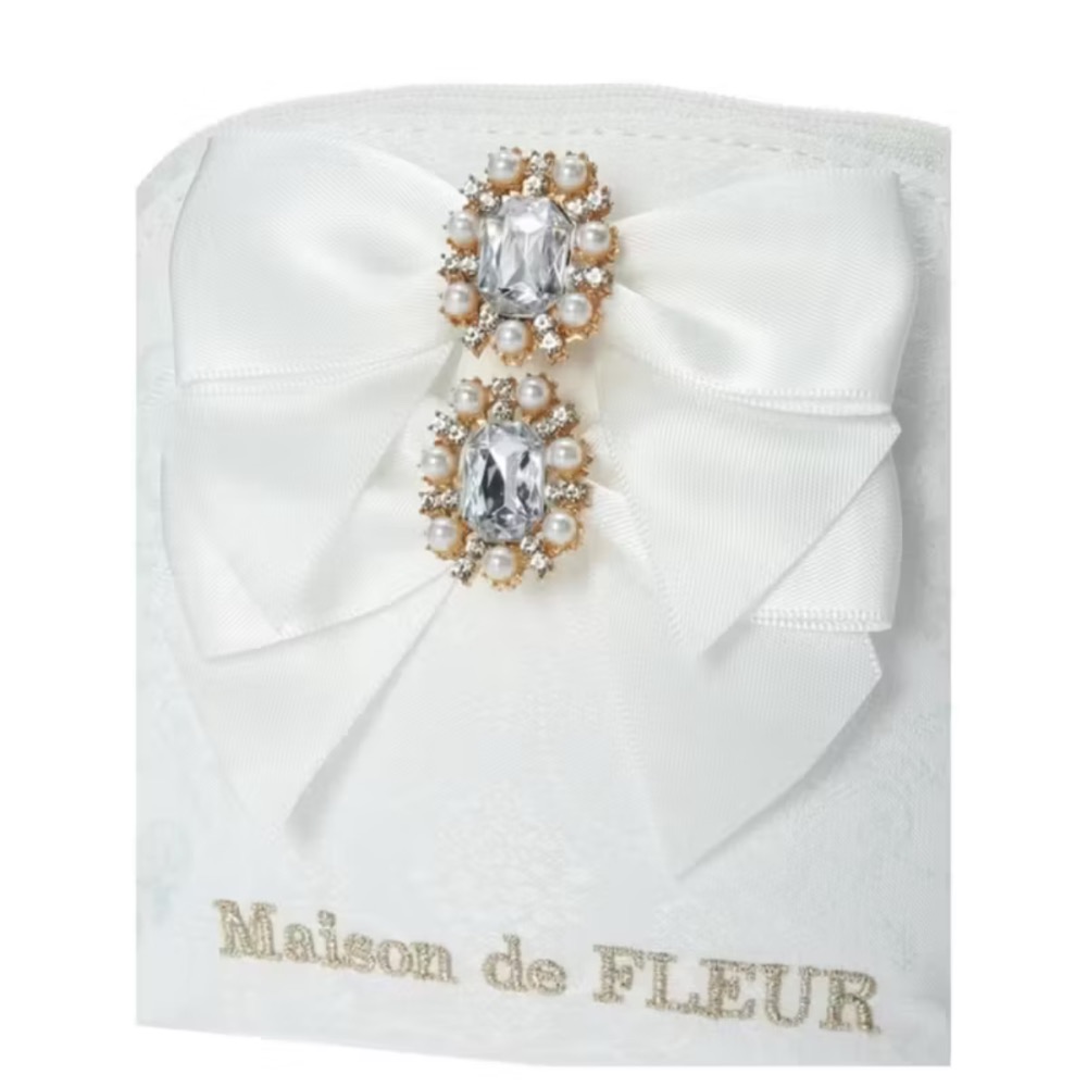 🇯🇵 Maison de FLEUR 🎀 浪漫婚紗系列緞帶寶石緹花手拿包 maison de fleur 寶石包-細節圖2