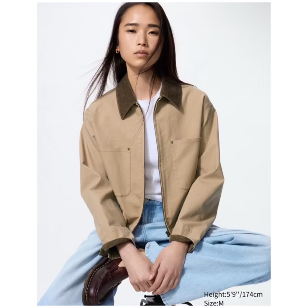 正品全新代購 🇯🇵 Uniqlo 女生L號 布勞森外套 短版外套 撞色衣領 女版-細節圖2