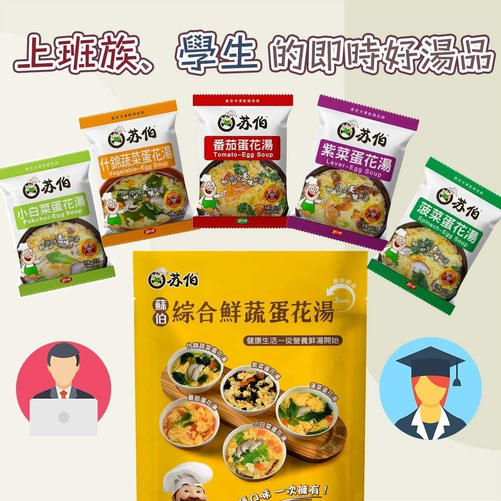 【愛淘購物】檢驗合格 蘇伯湯包 蛋花湯 6g 5入 30秒速沖 快沖湯 即時速食 濃湯 湯頭 湯底 火鍋底料-細節圖5