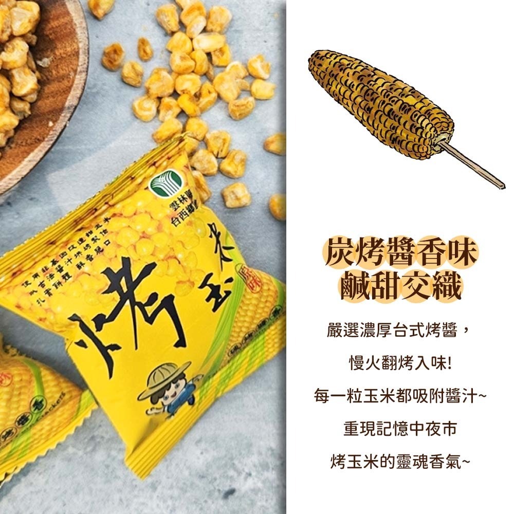 【愛淘購物】烤玉米 台西鄉農會 醬香炸玉米 整箱40袋入 玉米粒 香脆玉米 零食 伴手禮 點心 隨手包-細節圖4