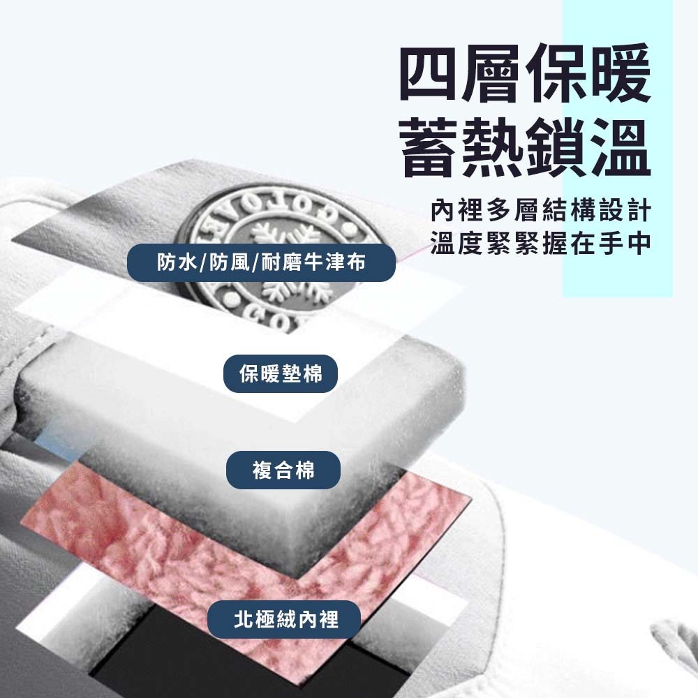 【愛淘購物】保暖手套 滑雪手套 可觸螢幕 女款 男款 騎士手套 加絨保暖 加厚防水手套-細節圖6